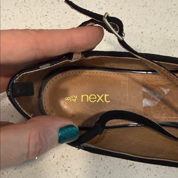 Next Black Strappy flats size 8 - Picture 7 of 8